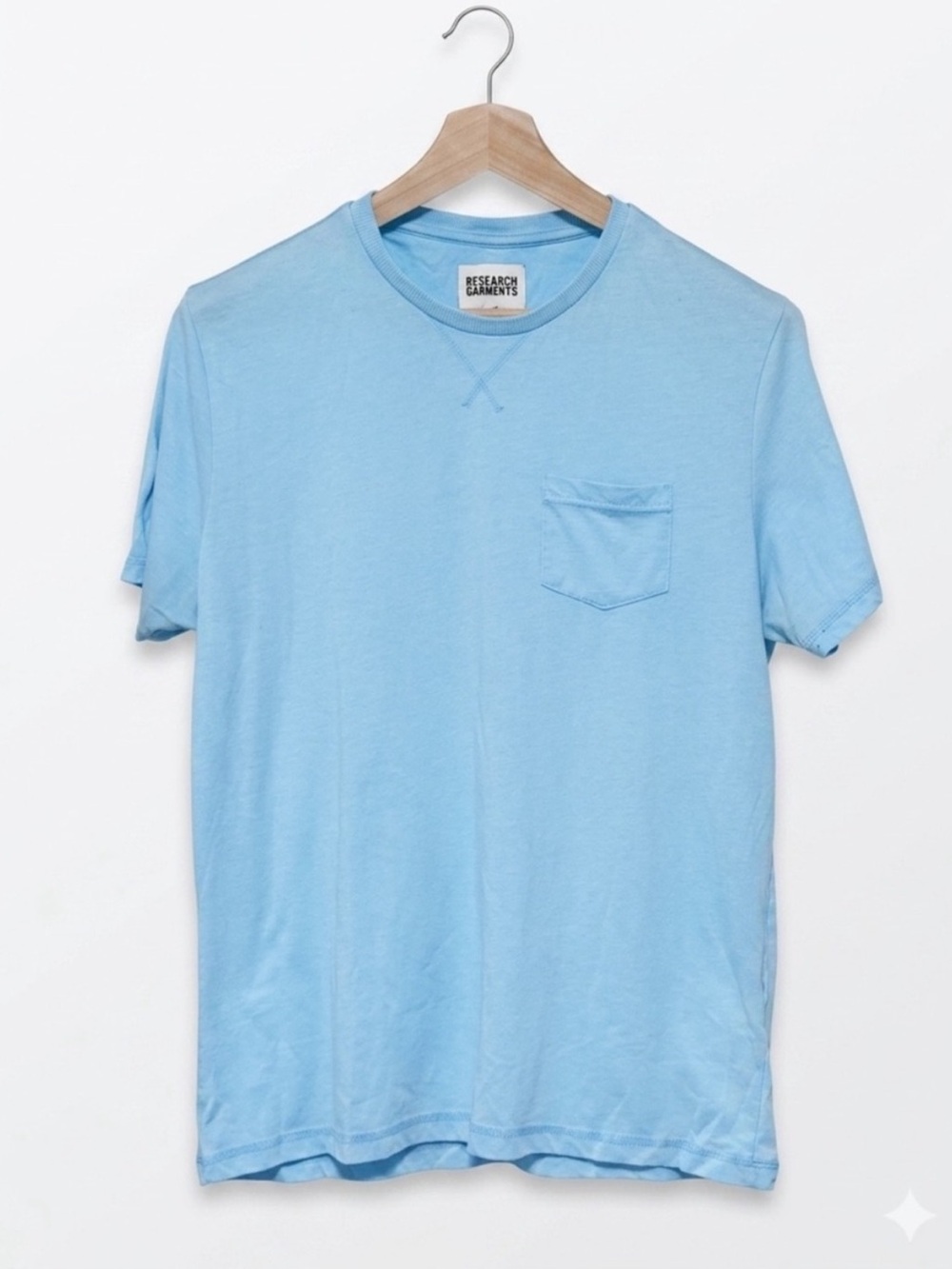 Research Garments (ASOS) Crew Neck Pocket Tee Turquoise Soft Wash Knit Large